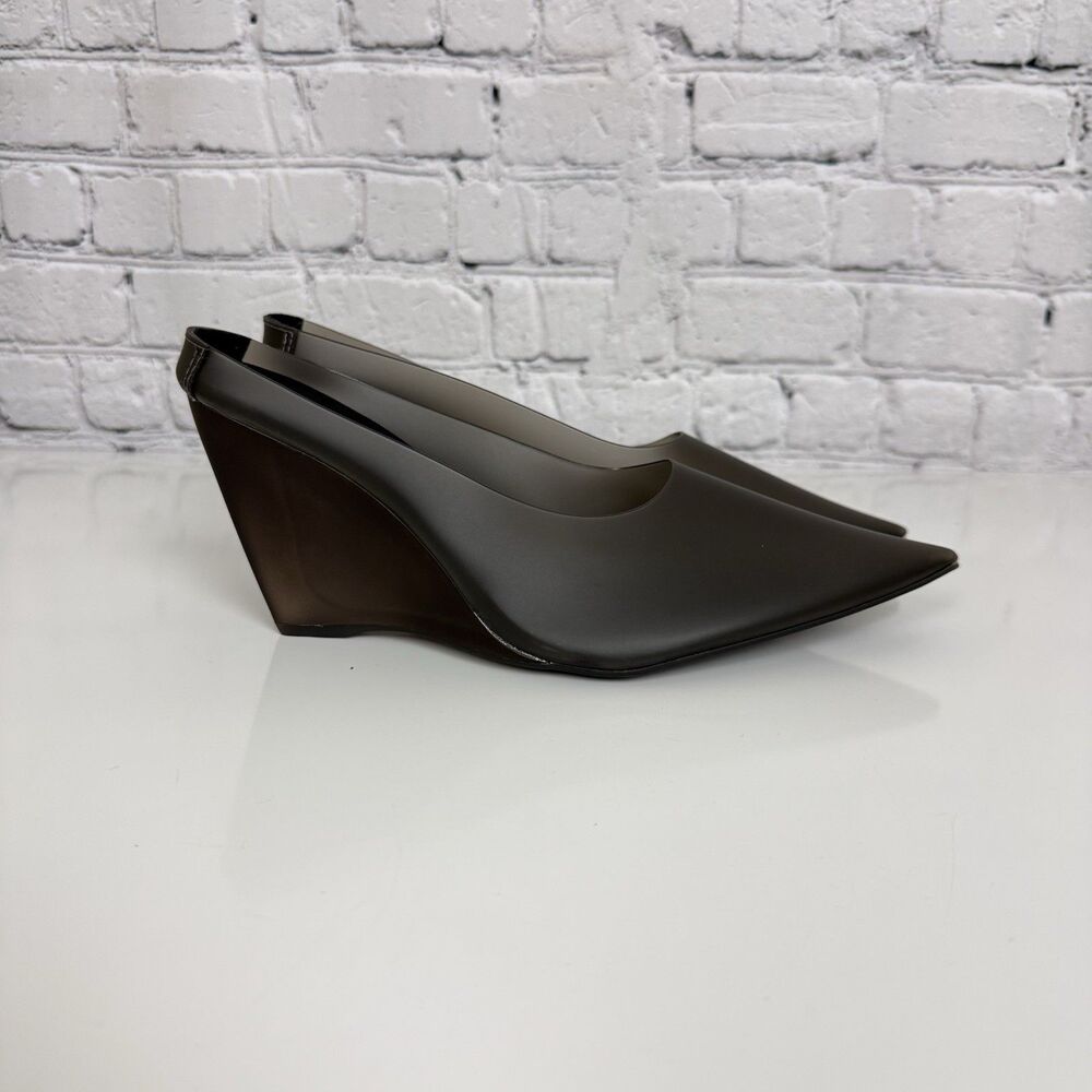 Yeezy Pointed Wedge Slingback Pumps in Dark Brown/Black